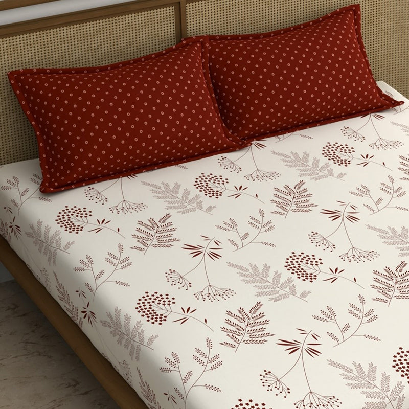 Faded Ferns Floral Microfiber Bedsheet - 150 GSM media 4