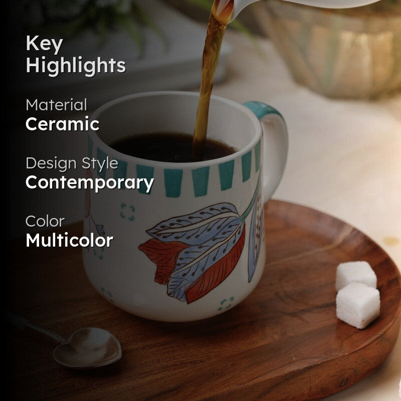 Stripe & Stem Ceramic Coffee Mug (385 mL) media 2