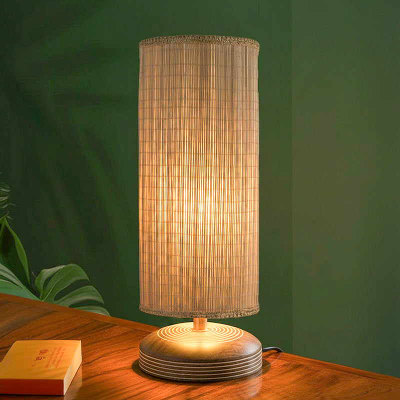 Savera Bamboo Zoom Fabric Table Lamp - Beige,Brown