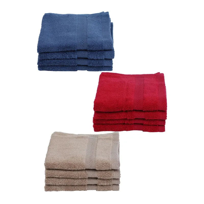 Serene Miorah Face Towel (Red,Blue,Beige) - Set Of Twelve media 3