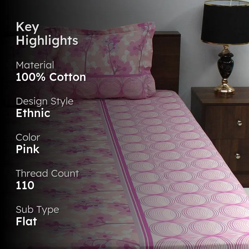 Warhi Floral Cotton Bedsheet (Pink) - 110 TC media 2
