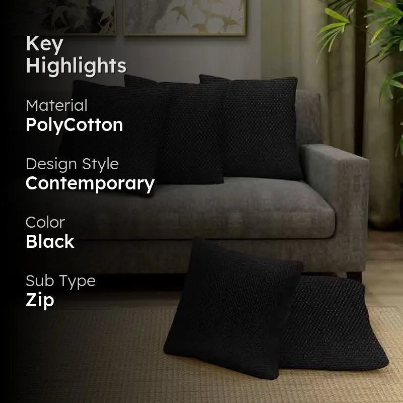 Minimalist Dotted Black Cushion Cover - Set Of Five media 2