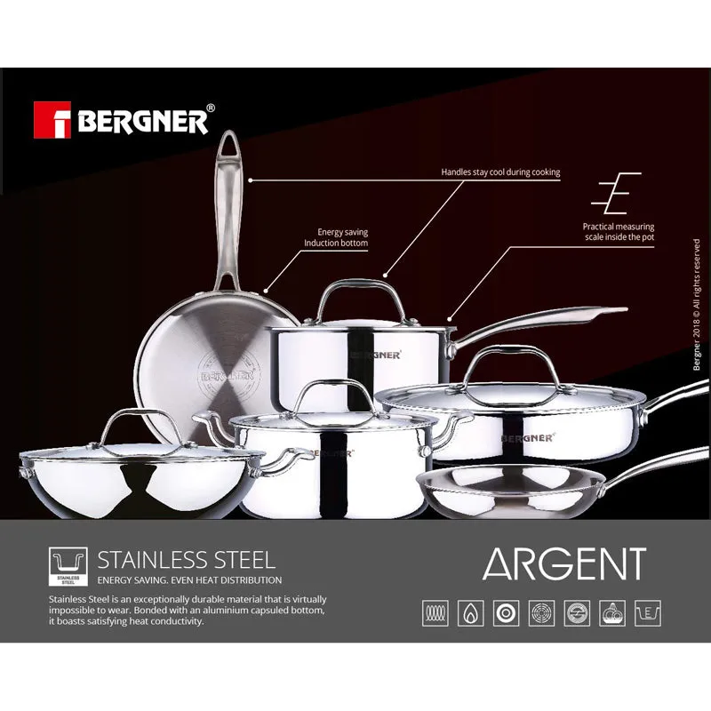 Bergner Argent Triply Casserole With Lid - 3100 ML media 3