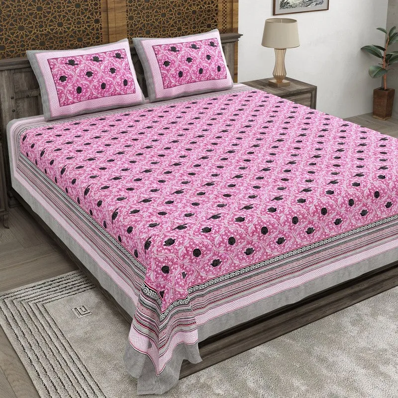 Shapeix Cotton Bedsheet (Pink) - 240 TC media 1