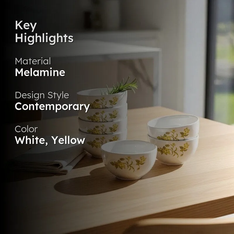 French Rose Melamine Snack Bowls (200 mL Each) - Set of Six media 2