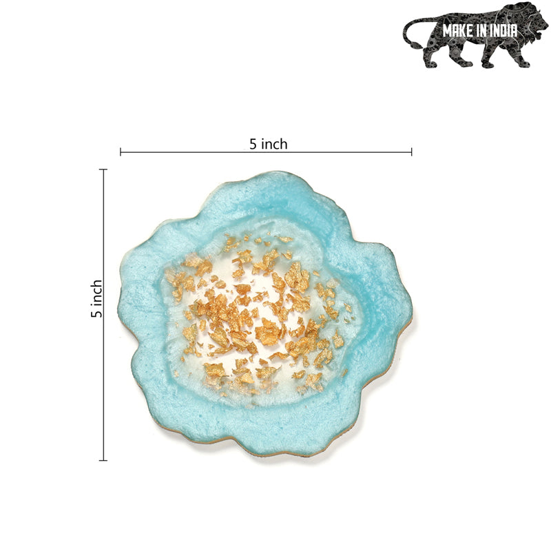 Gold Fleck Resin Coaster (Aqua Blue) - Set Of Two media 6