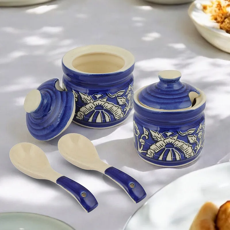Arraina Ceramic Jar (Blue/200 mL) - Four Piece Set media 1
