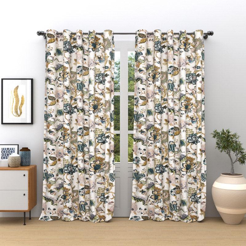 Mivaana Floral Curtain - Creamy Blue media 3