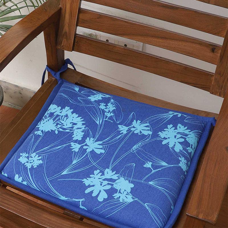 Spring Garden Floral Chair Pad (Blue) - Set Of Two