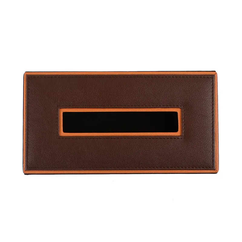 Tisca Edge Faux Leather Tissue Box - Brown media 7