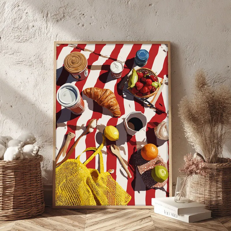 Ocean Platter Canvas Wall Painting - Brown Frame media 3
