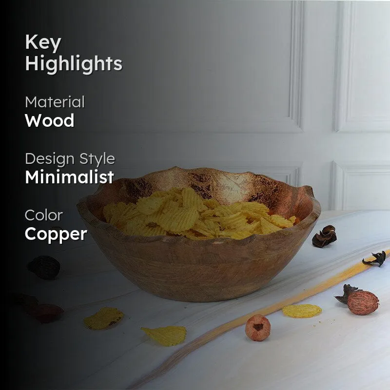 Reflective Grain Wood Bowl (Copper) - 2600 ML media 2