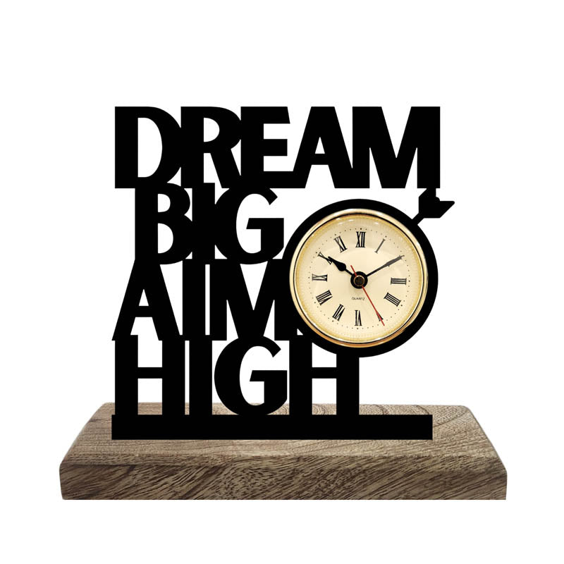Dream Big Iron & Mango Wood Table Clock media 3