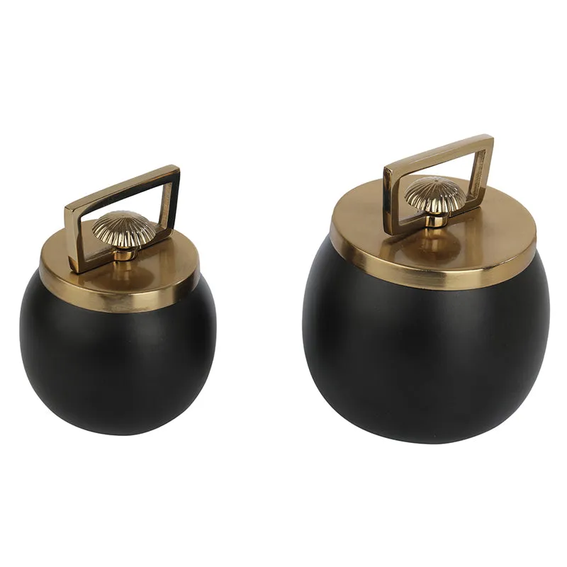 Jarrah Storage Jar (Black & Gold) - Set Of Two media 3