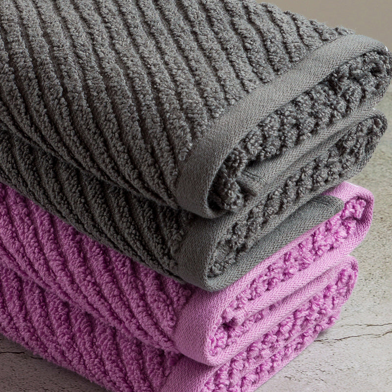 Nautica Riviera Soft Cotton Hand & Face Towel (Lilac & Dark Grey) - Set Of Four media 5