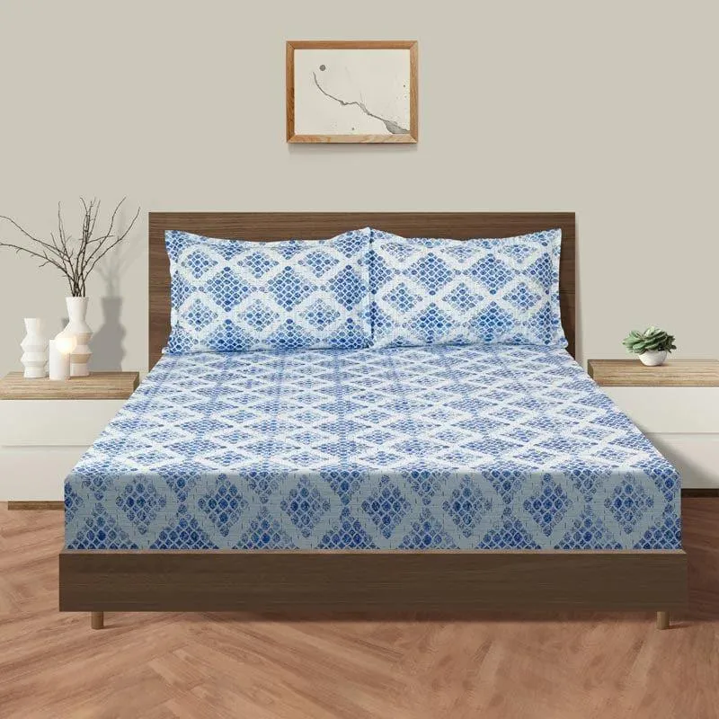 Swayam Viola Elegance Cotton Bedsheet (Blue) - 160 TC media 1