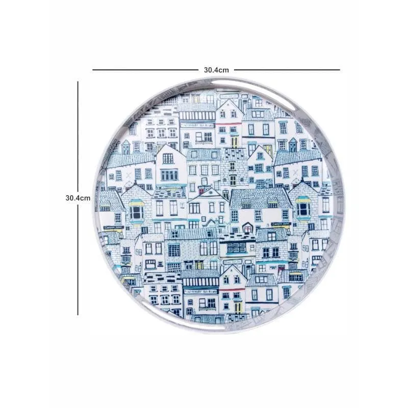 Blue City Round Serving Tray media 4