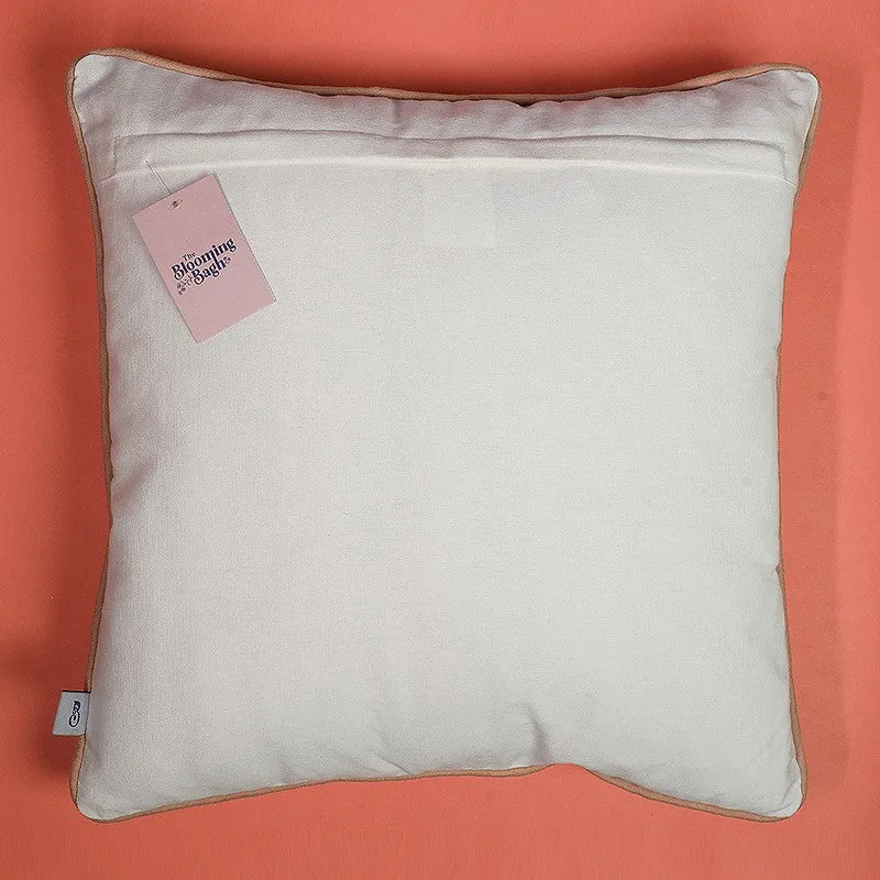 Coral Starflower Embroidered Cotton Cushion Cover media 6