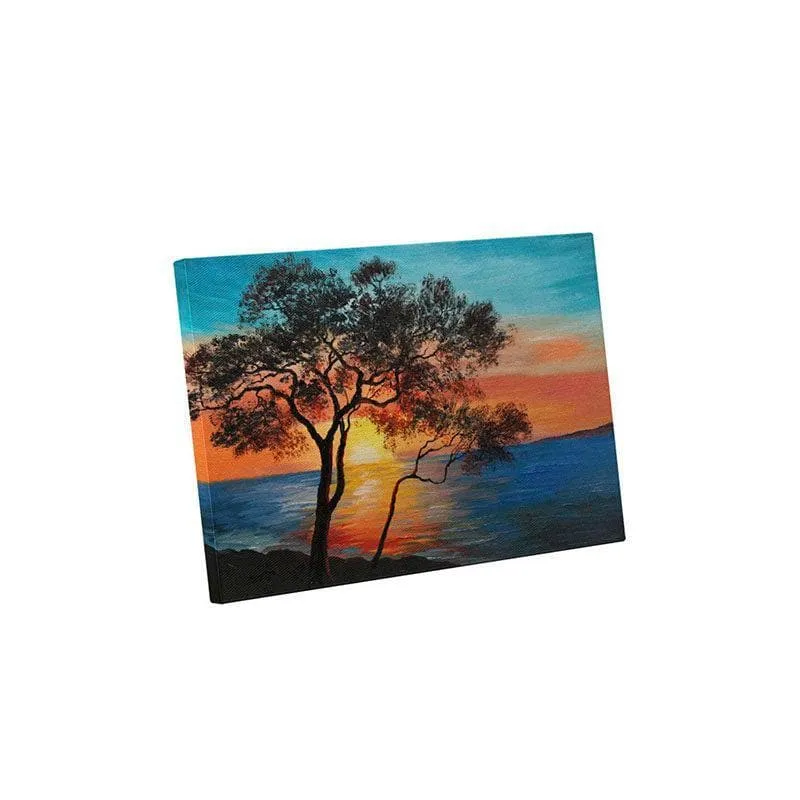 Tree By The Lake Canvas Wall Painting - Gallery Wrap media 3