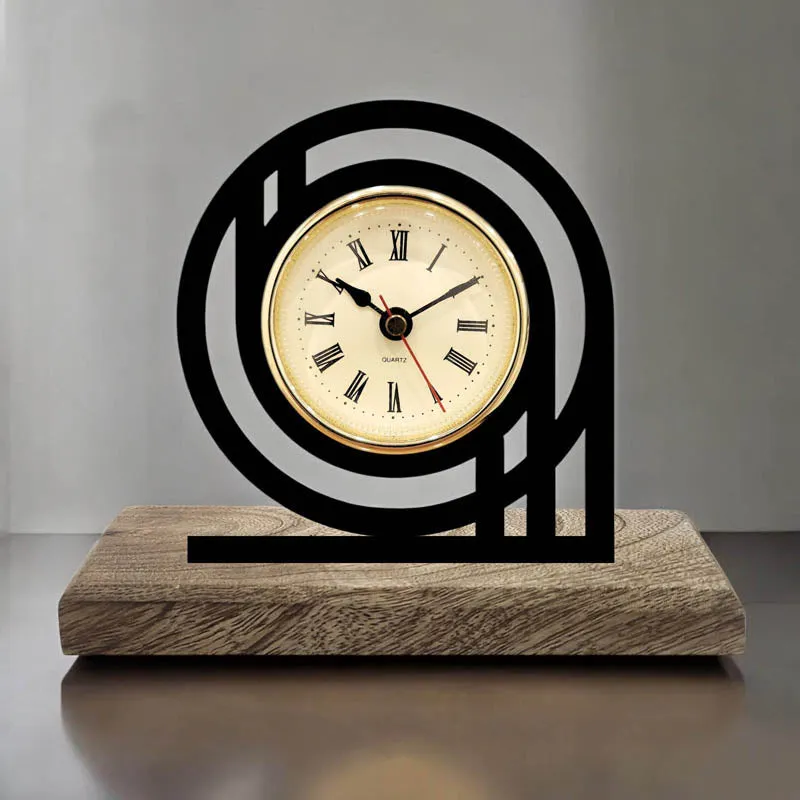 Infinite Loop Iron & Mango Wood Table Clock media 1