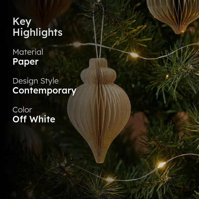 Fig Living Christmas Ornaments (Off (White & Gold Glitter) - Pack Of Three) - Set Of Three media 2