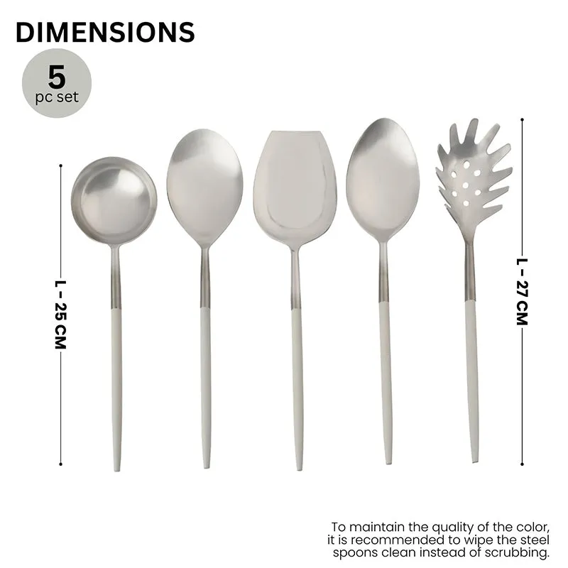 Stirling Stainless Steel Serving Spoon (White & Silver) - Set Of Five media 7