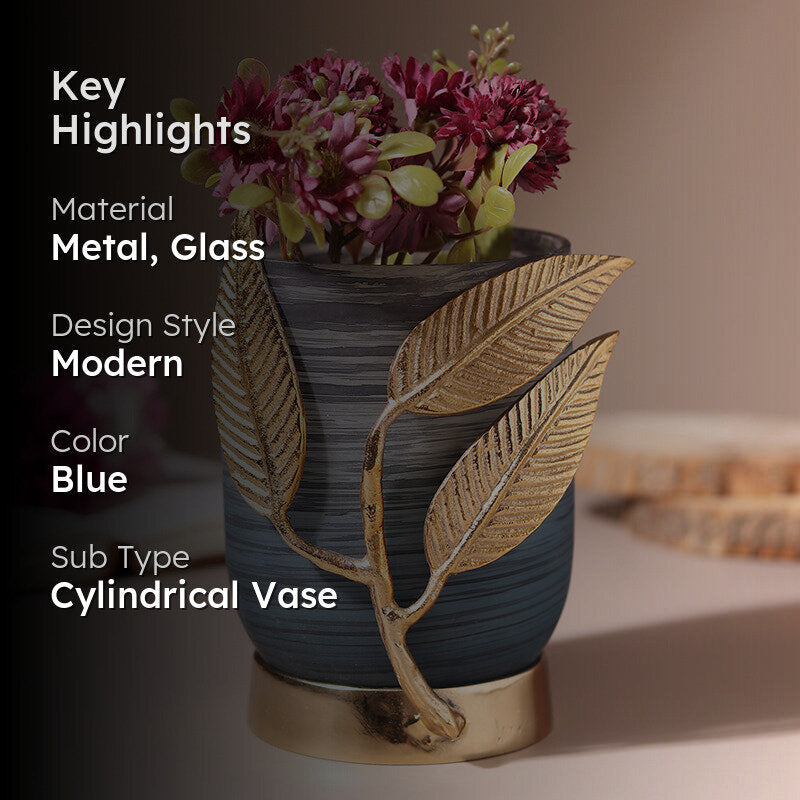 Gemma Ruma Glass Vase - Blue & Gold media 2