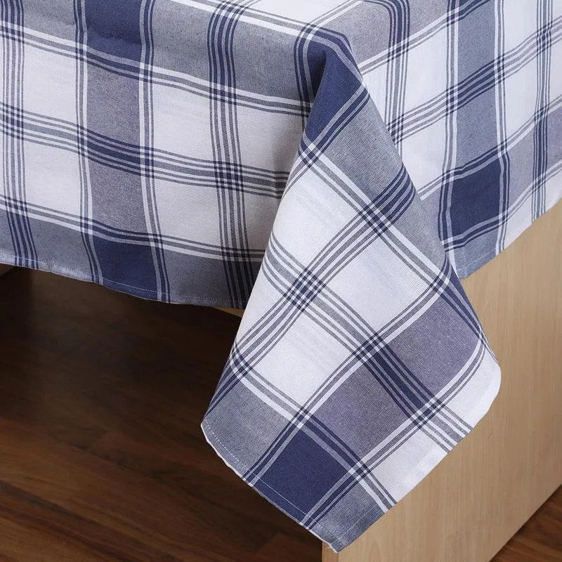 Checkerboard Chic Cotton Table Cover - White & Blue media 3