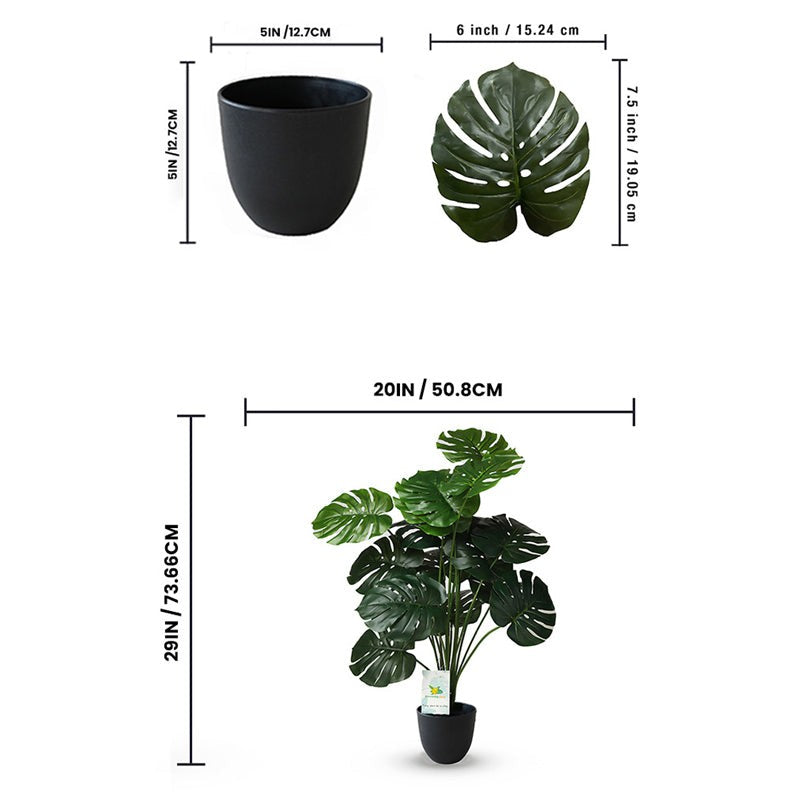 Faux Everlasting Monstera Artificial Plant With Black Plastic Pot - 74 cm (2.4 ft) image 8