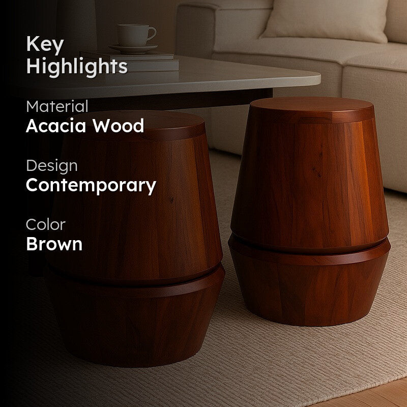 Drum Barrel Acacia Wood Coffee Table media 2
