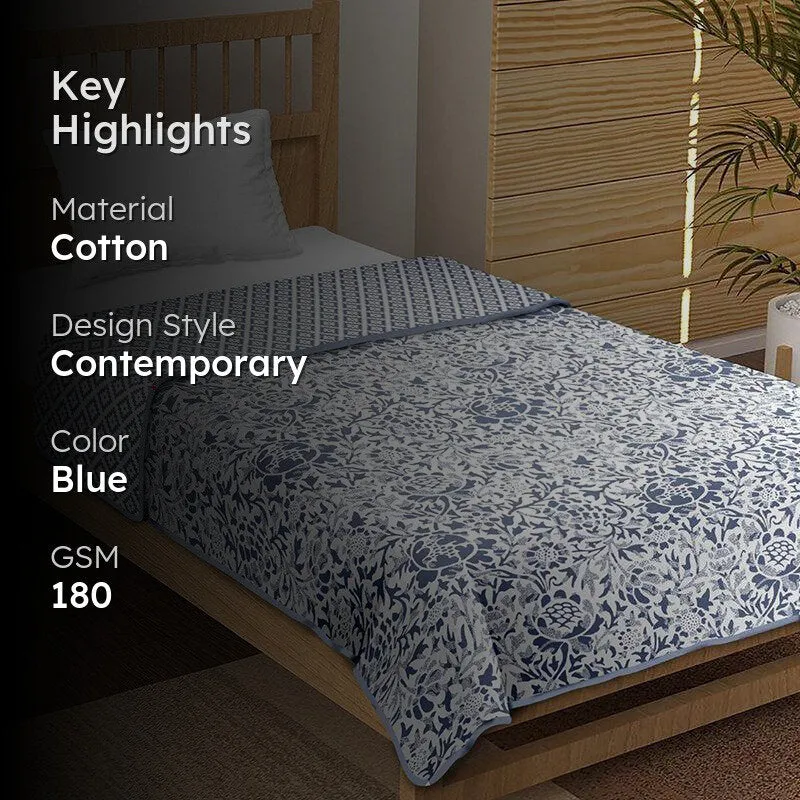 Dyuti Reversible Cotton Dohar (Blue)  - 180 GSM media 2