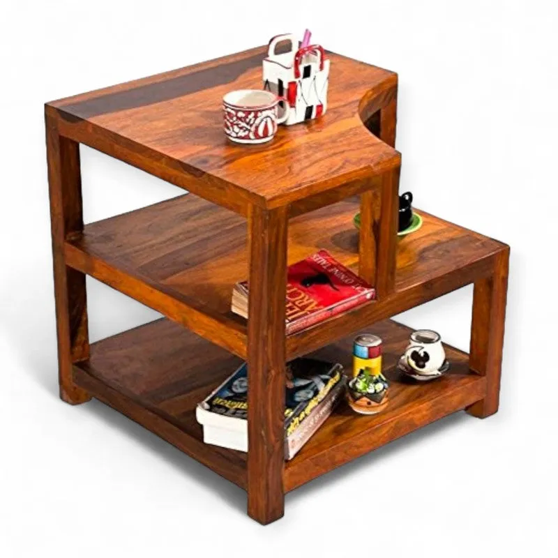 Xverix Sheesham Wooden Side & Bedside Table - Brown media 4