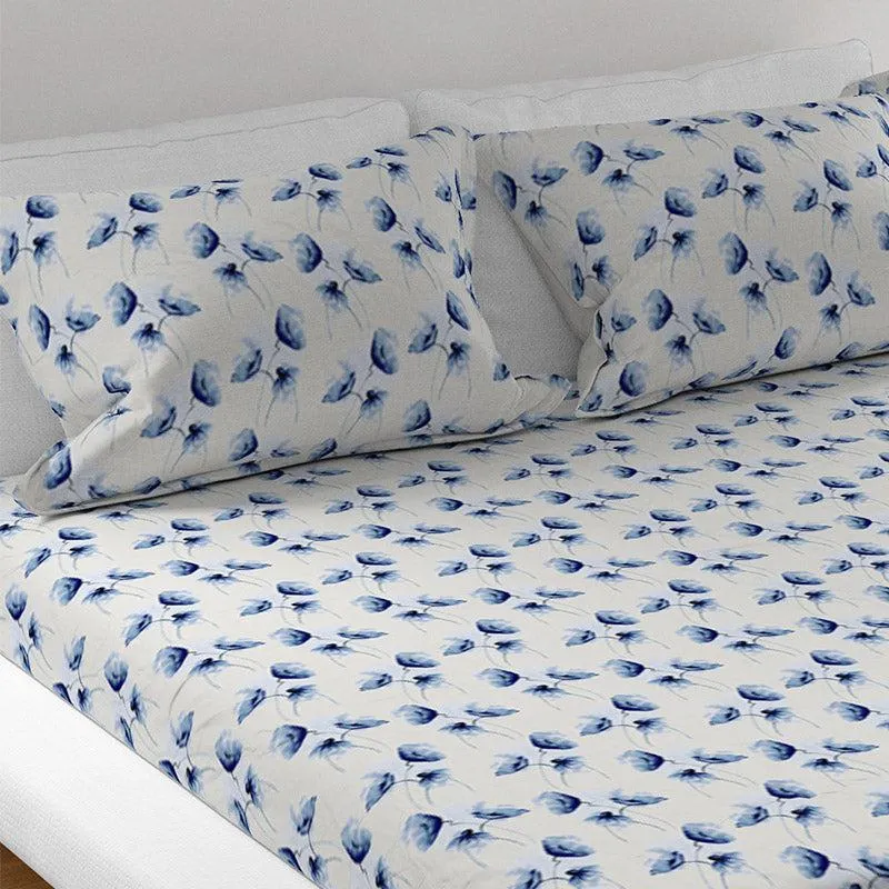 Print Bliss Sateen Floral Cotton Bedsheet - 300 TC media 3