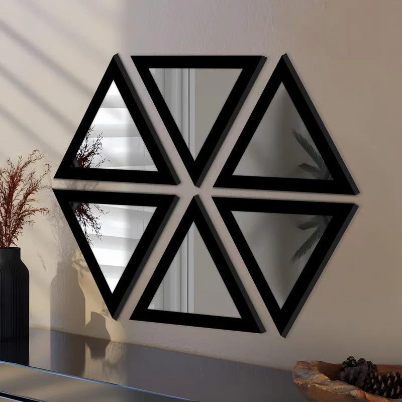 TriAxis Reflector Wall Mirrors (Black) - Set Of Six media 4
