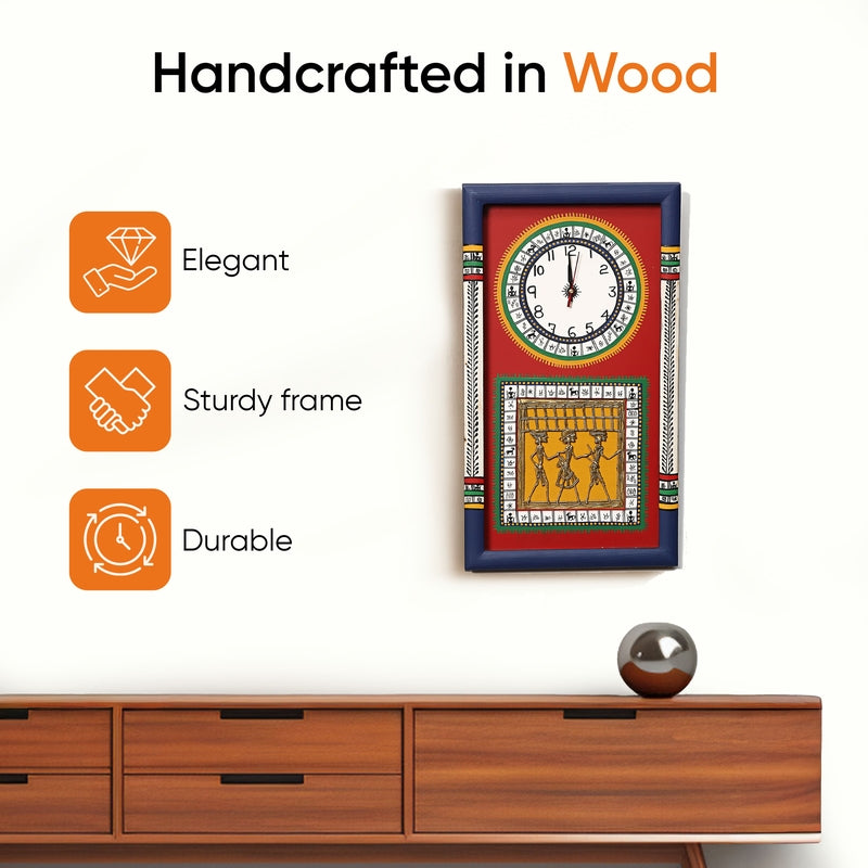Desi Dhokra Wall Clock - Red media 4