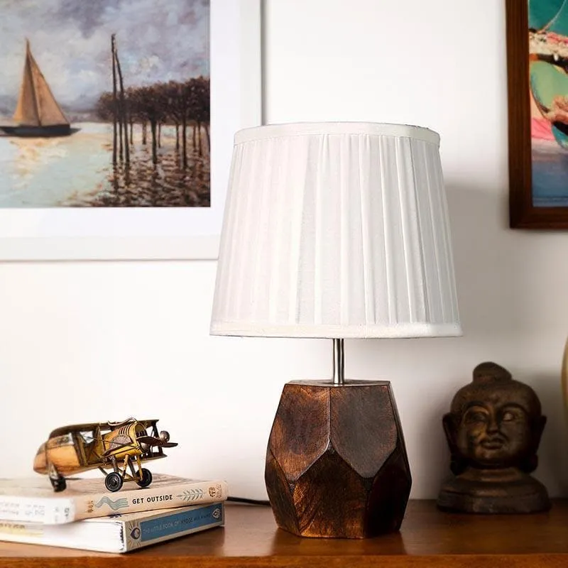 Illeana Pleated Hexa Dome Fabric Table Lamp - White,Brown media 3