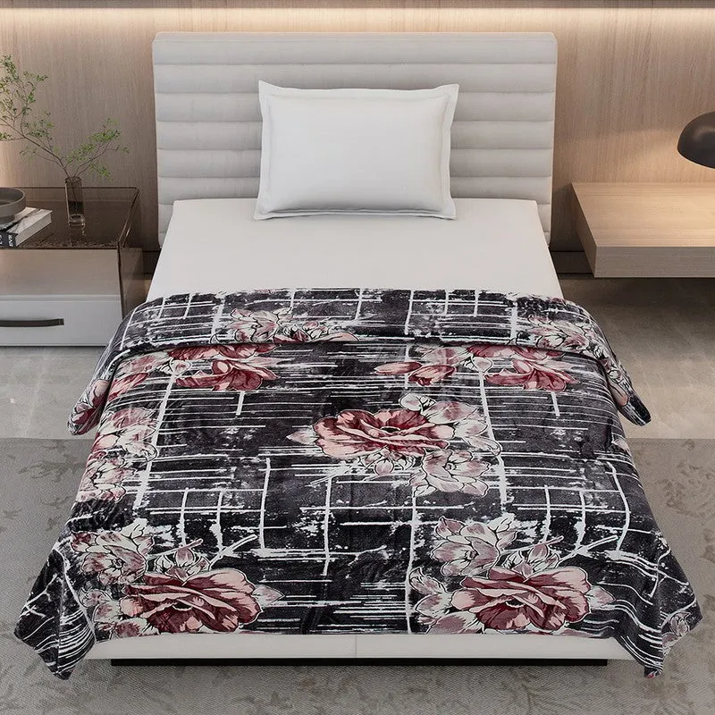 Monte Carlo Artnyx Floral Print Polyester Blanket (Brown) - 350 GSM media 3