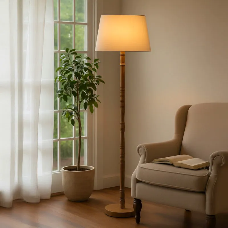 Elfin Neo Wooden Floor Lamp - White media 1