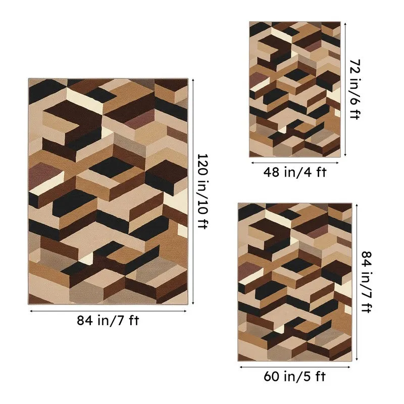 Elpenor Hand Tufted Geometric Wool & Nylon Carpet - Brown media 14