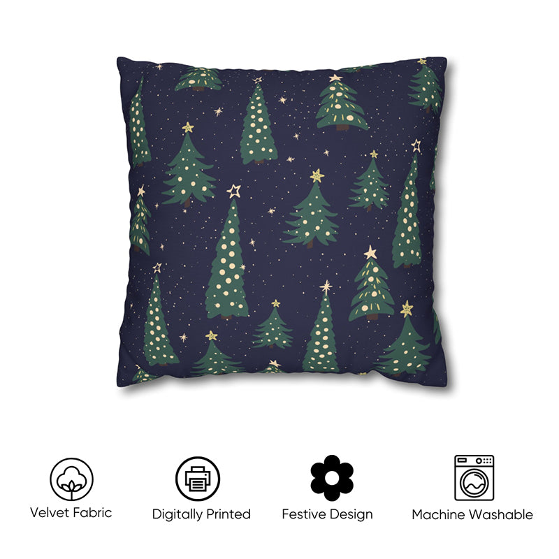 Starry Spruce Velvet Christmas Cushion Cover media 3