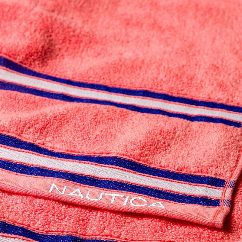 Nautica Dove Down Cotton Towel Set (Burgundy & Coral) - Set Of Two media 7