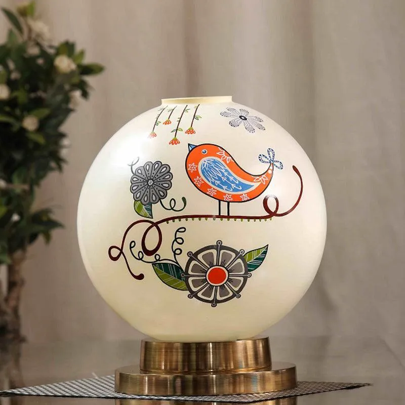 Nomadic Aura Hand Painted Brass & Glass Moon Table Lamp - Multicolor media 3