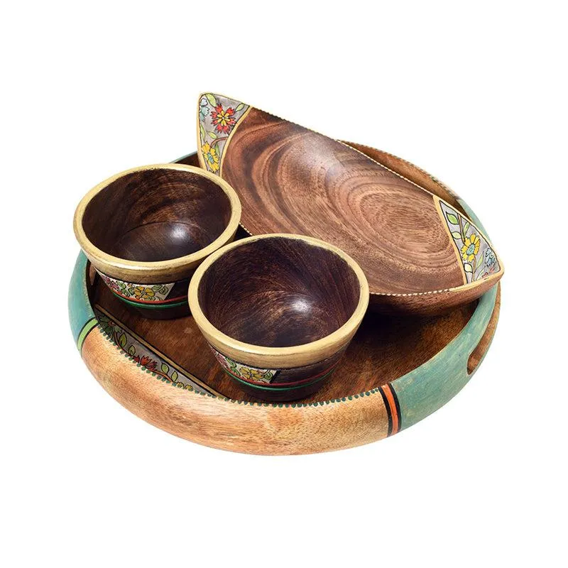 Vana Thali Wood Platter - Four Piece Set media 3