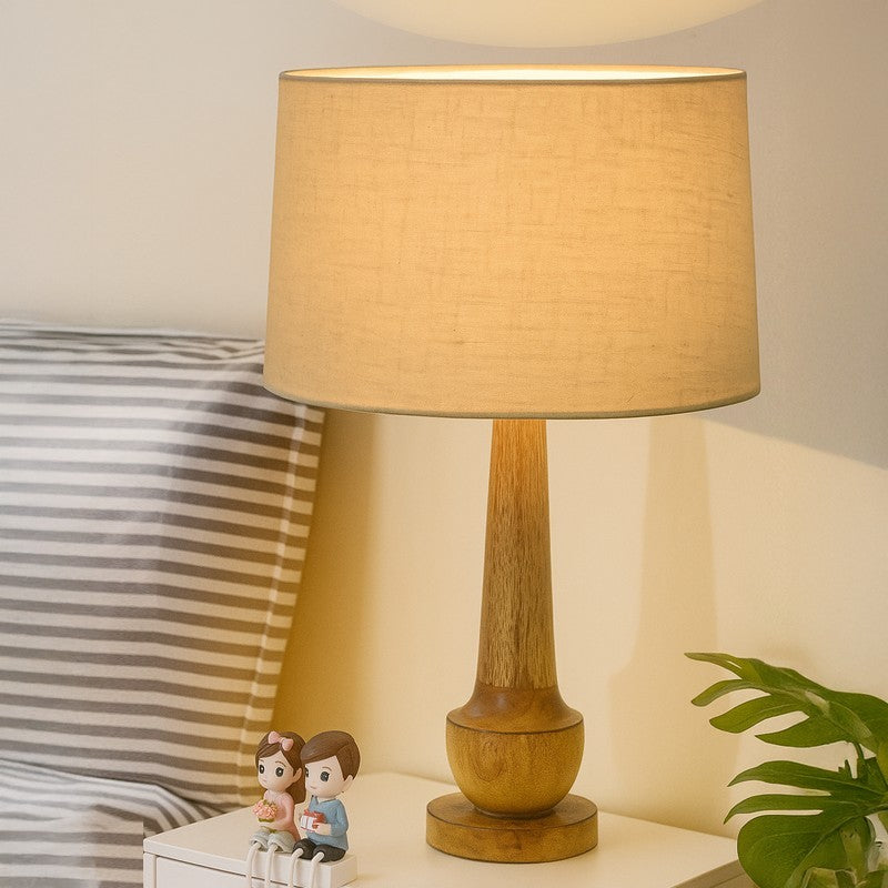 AuraFlex Versatile Wooden Table Lamp - Beige
