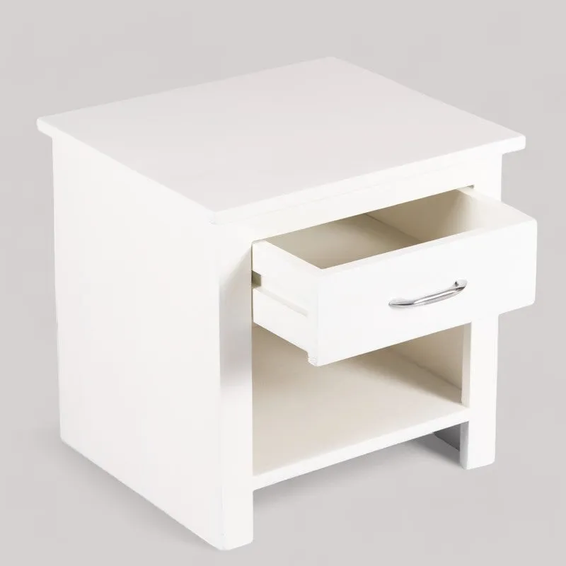 Tverix Sheesham Wooden Side & Bedside Table - White media 4