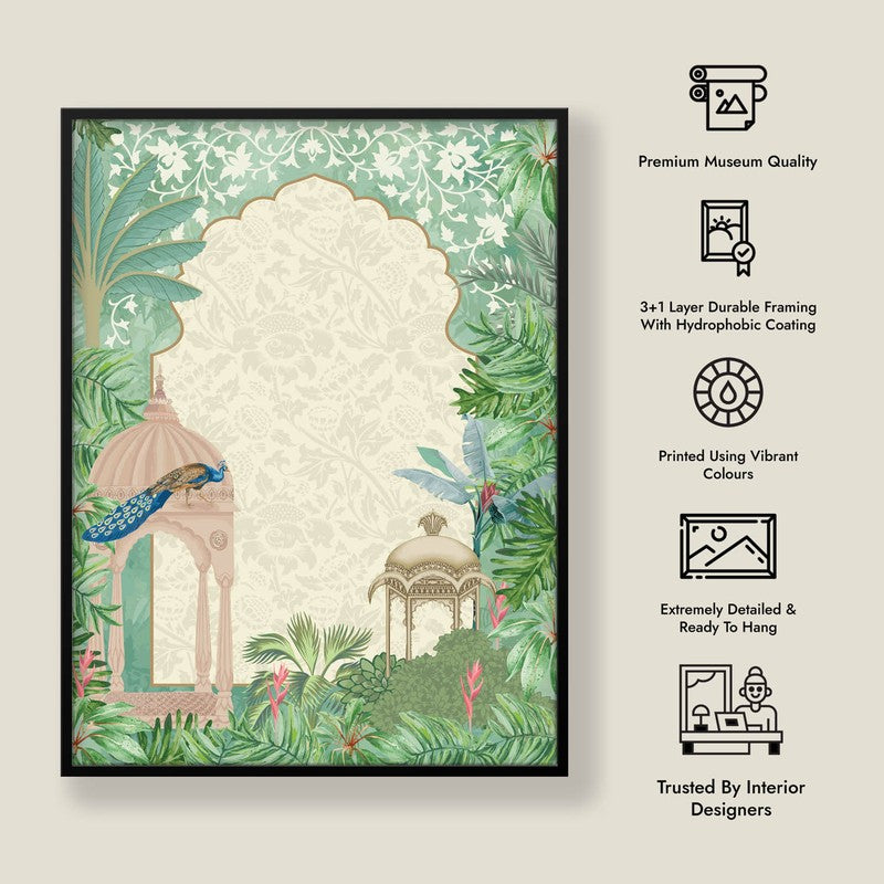 Mehfil- e - Gul Framed Mughal Canvas Wall Painting media 9