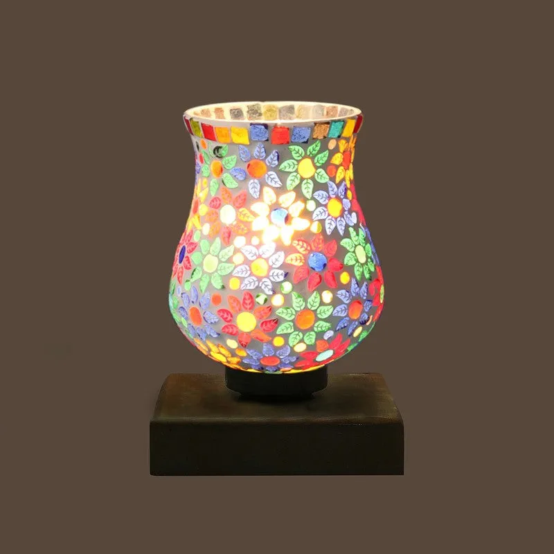 Vimora Mosaic Glass Table Lamp With Wooden Base - Multicolor media 7