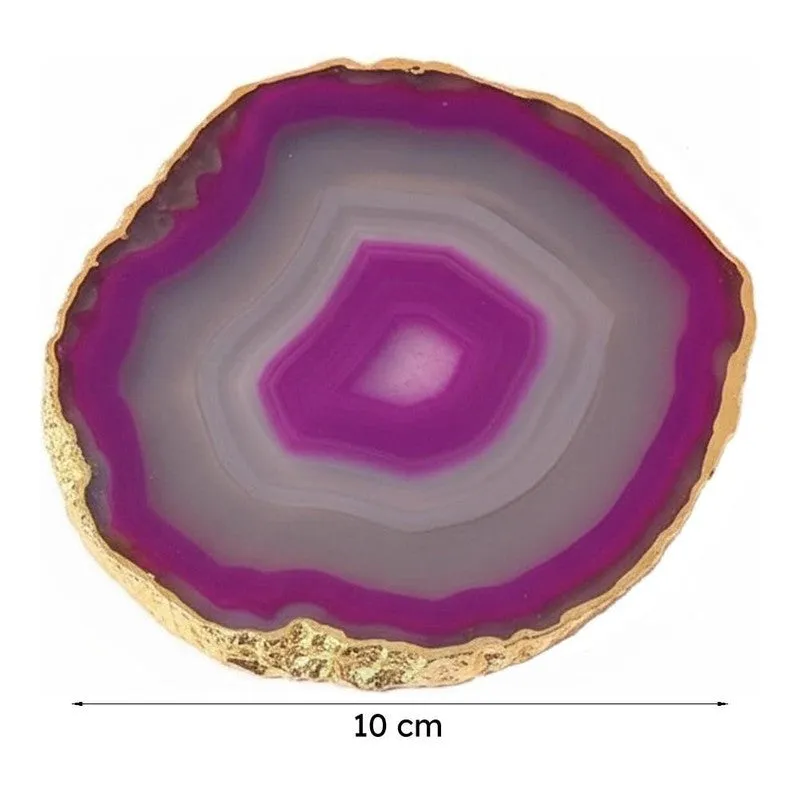Candra Handcrafted Brazilian Agate Coaster (Pink) - Set Of Two media 6