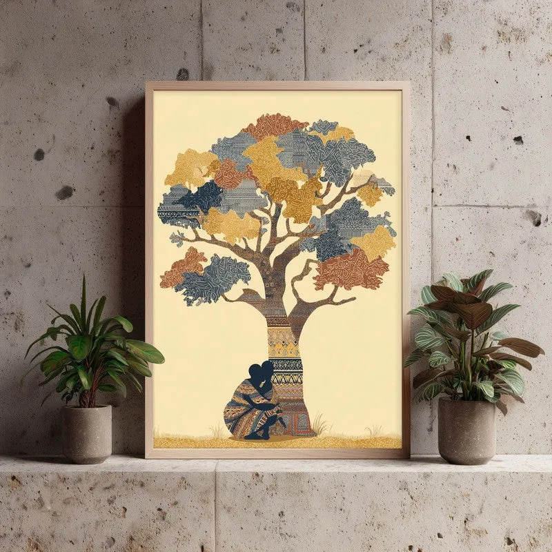 Kalpavriksha Canvas Wall Painting With Brown Frame media 3