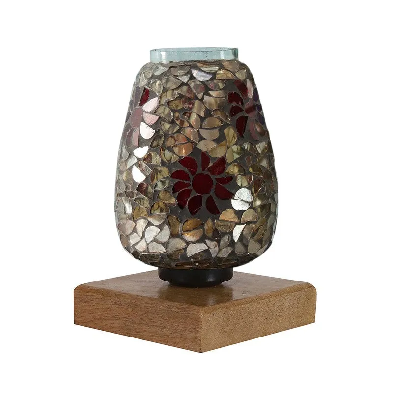 Glowfrost Mosaic Glass Table Lamp With Wooden Base - Multicolor media 6